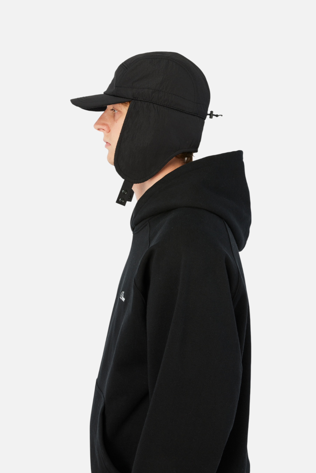 Dime Cursive Earflap Cap - Black