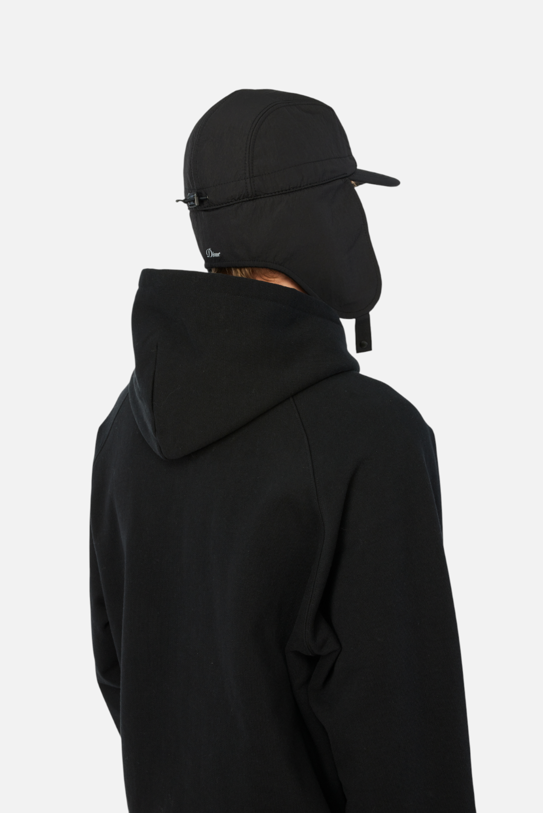 Dime Cursive Earflap Cap - Black