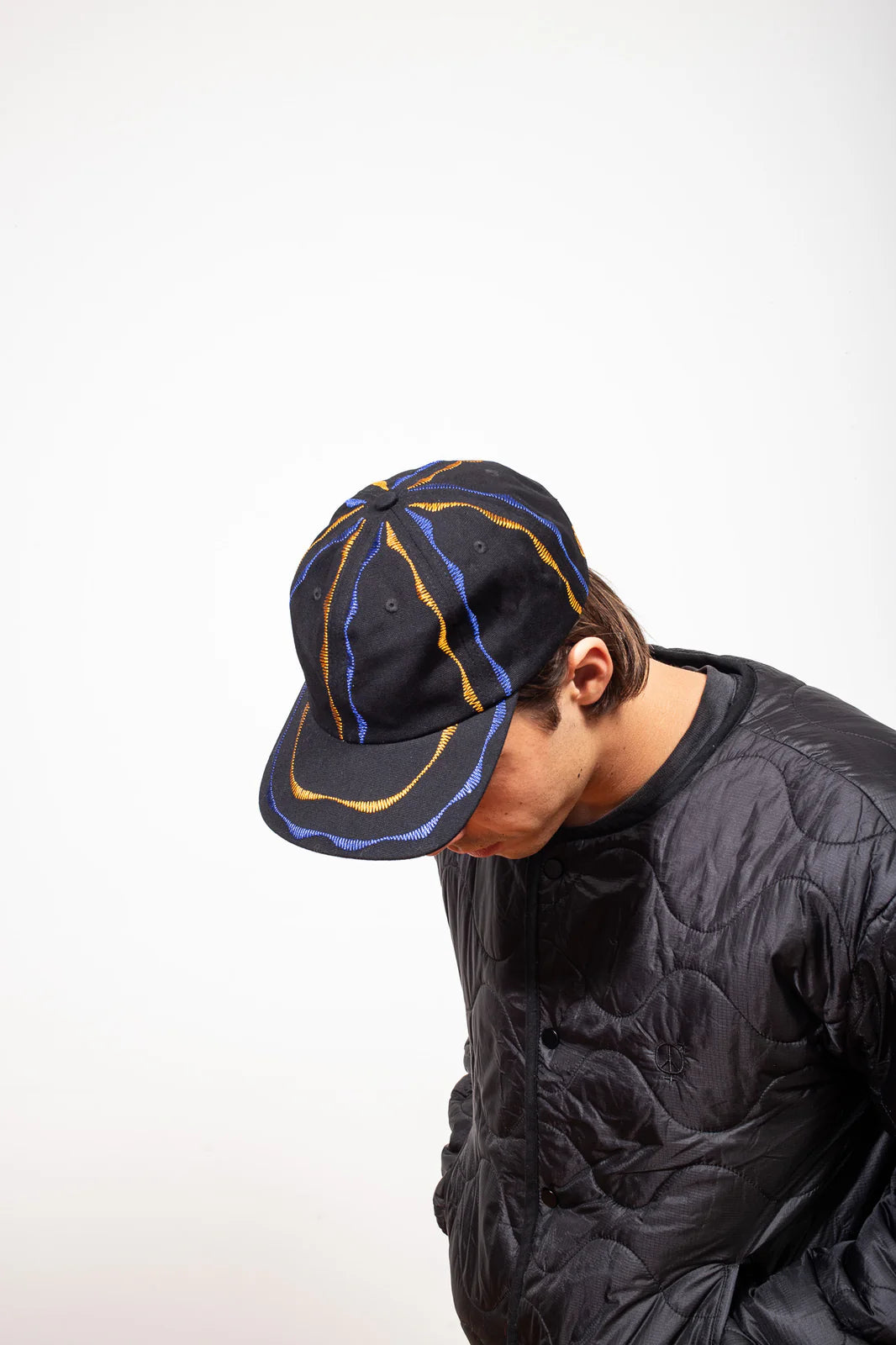 Sexhippies Pinwheel Welder's Stitch Hat - Black / Royal / Burnt Orange