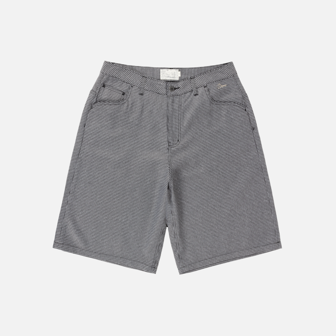 Dime Baggy Houndstooth Shorts - Gray