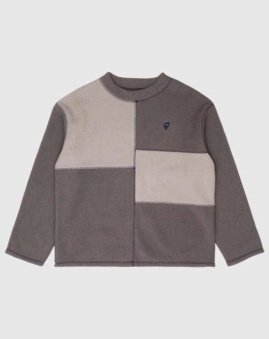 Sexhippies Box Fleece Mock Neck - Light Grey/Charcoal