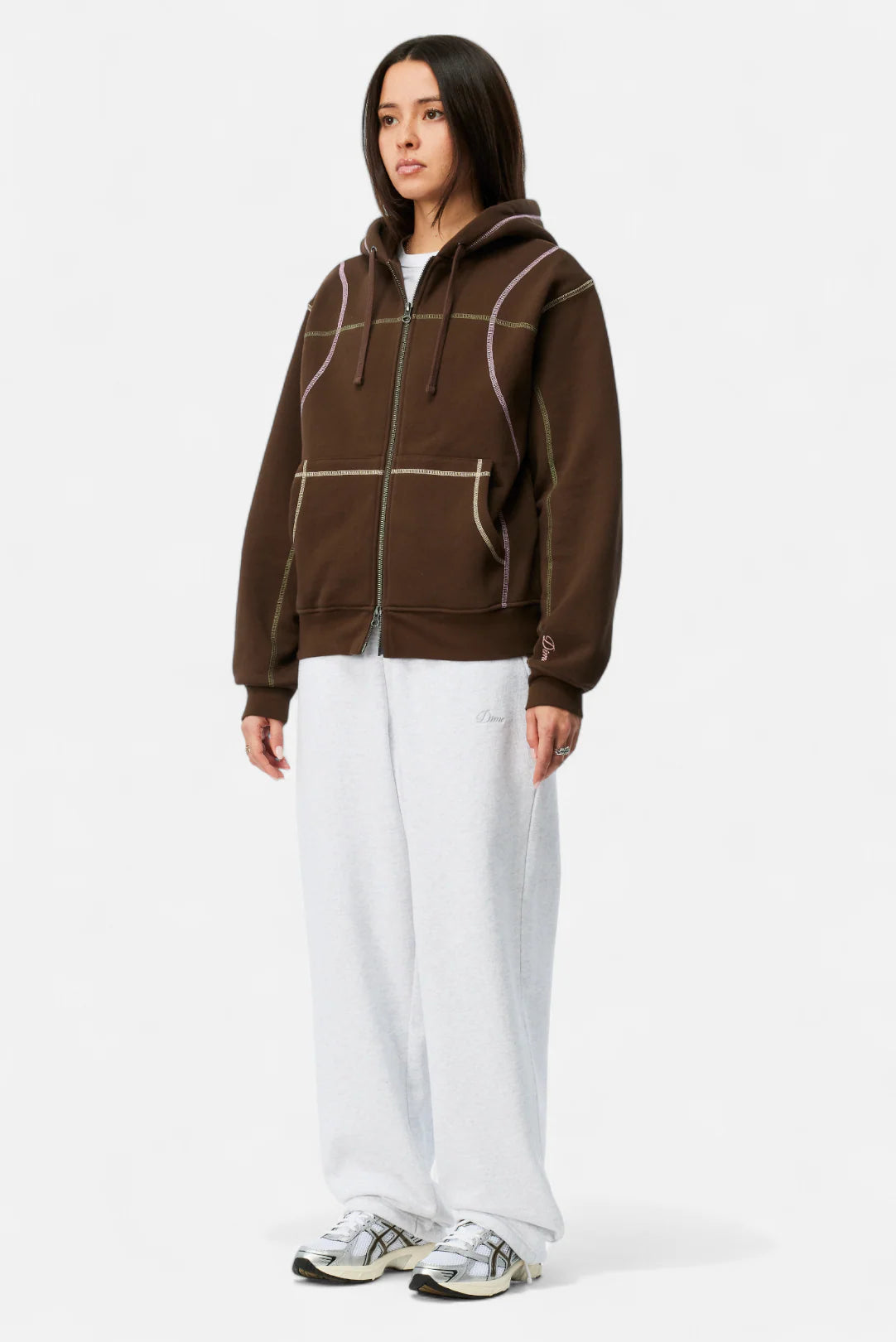 Dime Court Zip Hoodie - Brown Multi