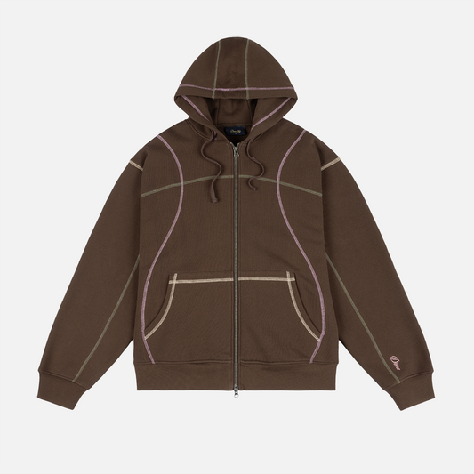 Dime Court Zip Hoodie - Brown Multi