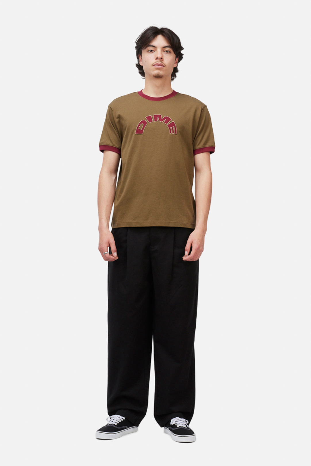 Dime Arch Ringer T-Shirt - Brown