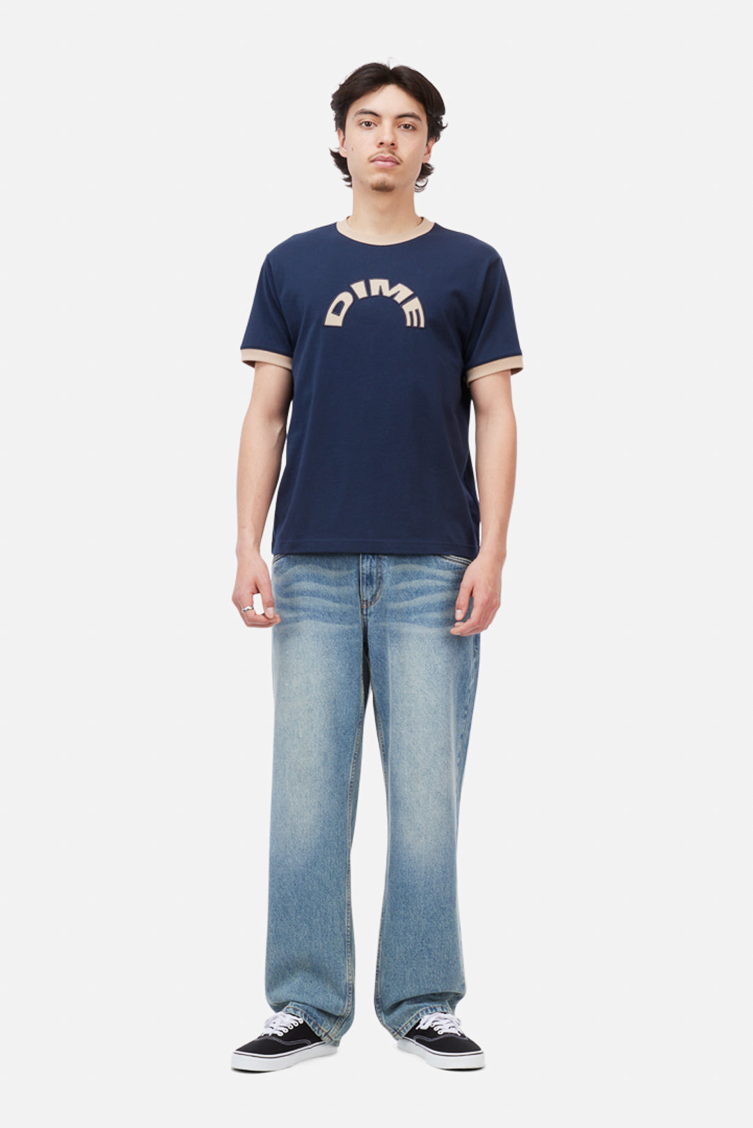 Dime Arch Ringer T-Shirt - Navy