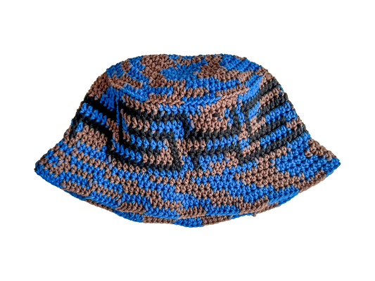 Sexhippies Crocheted Bucket Hat "Royal/Brown"