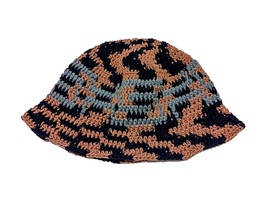 Sexhippies Crocheted Bucket Hat "Black/Tan"