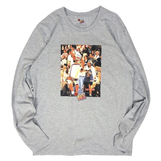 Mr. Throwback NYC Long Sleeve Tee - Ewing Spike Courtside Design "Grey"