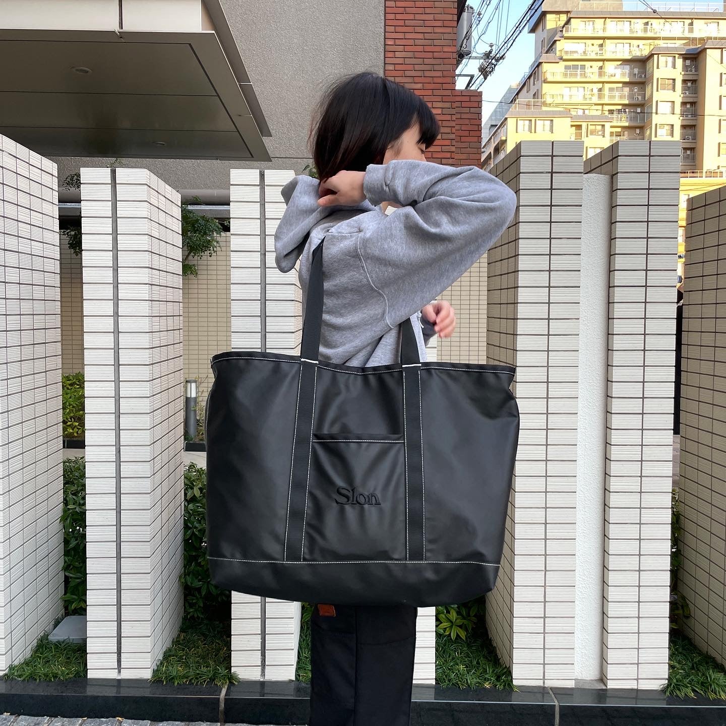 SLON x PACKING Utility Stitched Black Tote Bag