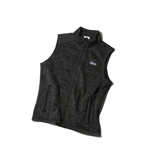 SLON Tech Logo Knit Fleece Vest "Black Heather"