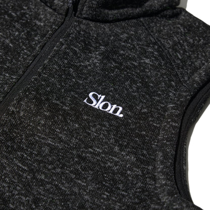 SLON Tech Logo Knit Fleece Vest "Black Heather"