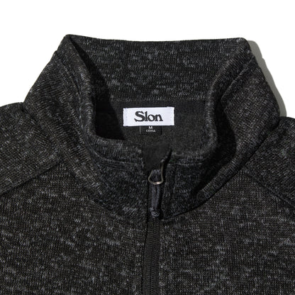 SLON Tech Logo Knit Fleece Vest "Black Heather"