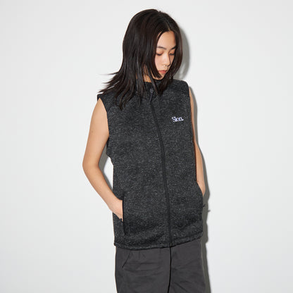SLON Tech Logo Knit Fleece Vest "Black Heather"