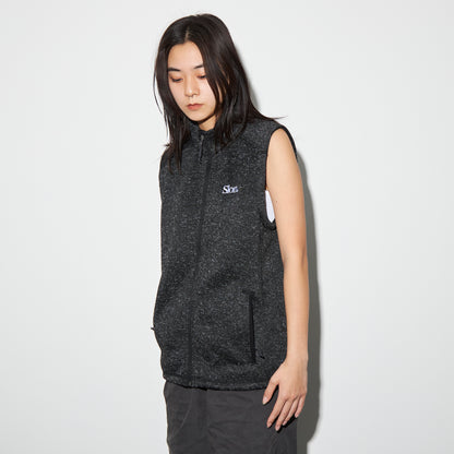 SLON Tech Logo Knit Fleece Vest "Black Heather"