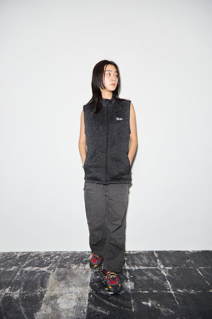SLON Tech Logo Knit Fleece Vest "Black Heather"