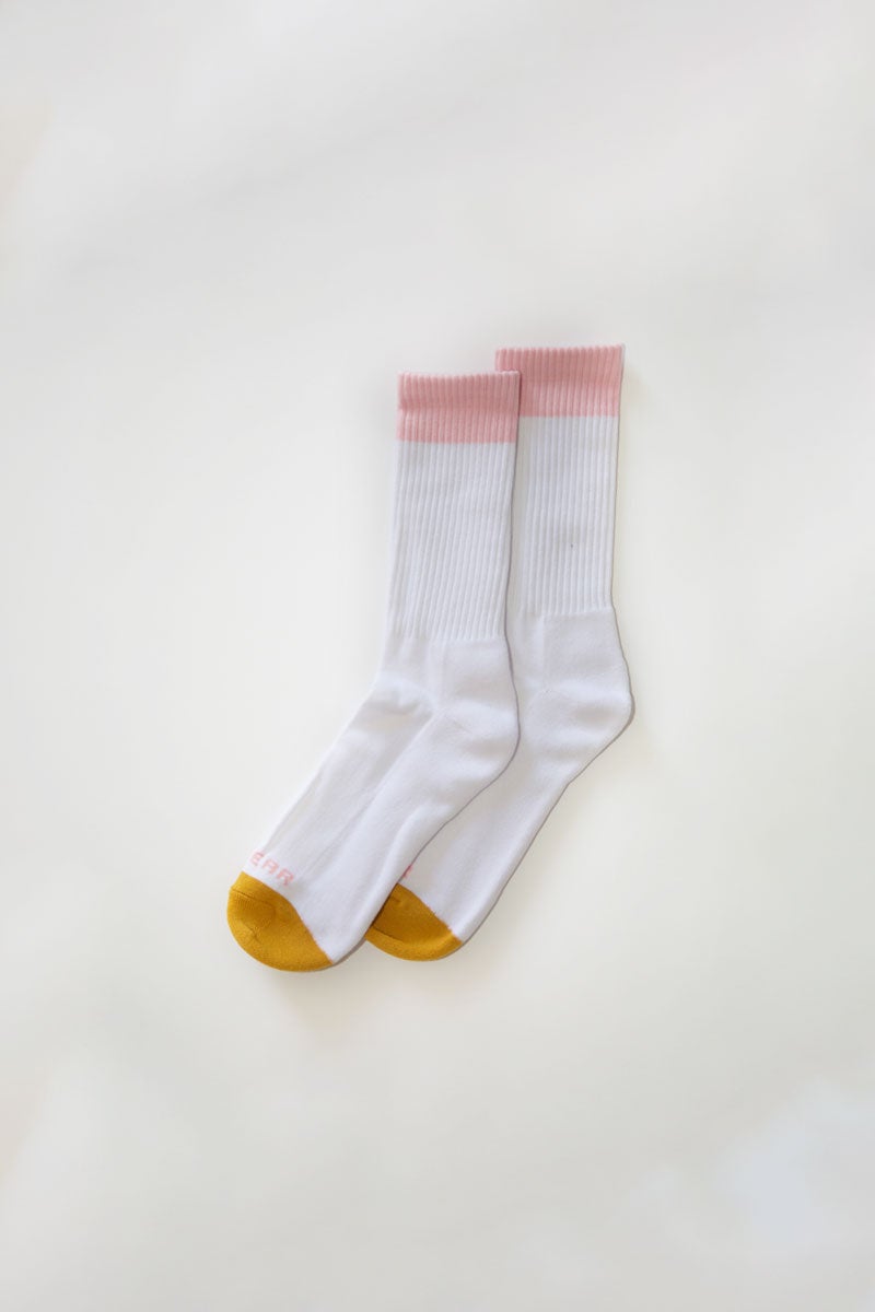 LITE YEAR 3 Tone Calf Length Socks "White/Orange/Pink"