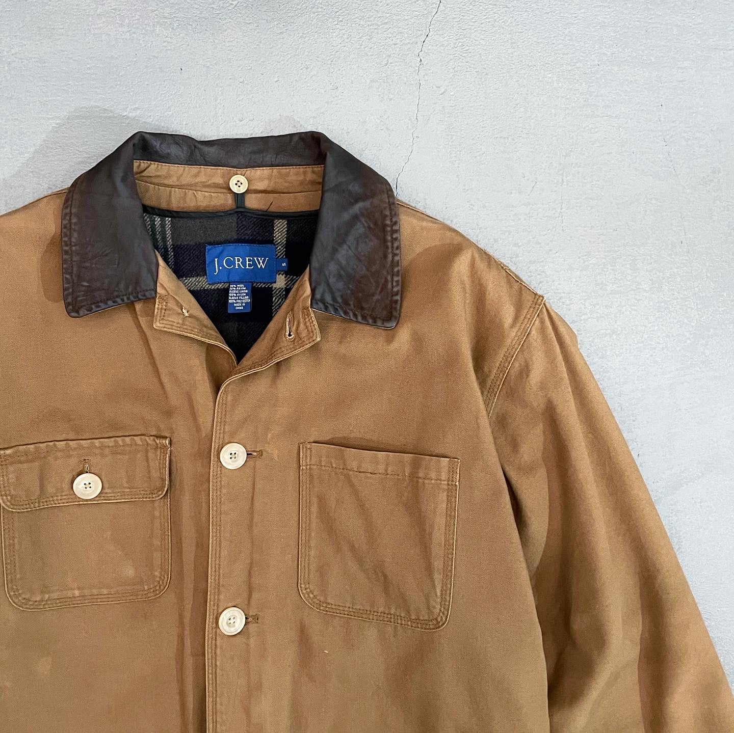 J.Crew Removable Flannel Lining Leather Collared Jacket