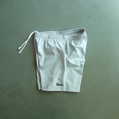 SLON Tech Logo 8.5oz Cotton Shorts “Heather Grey”
