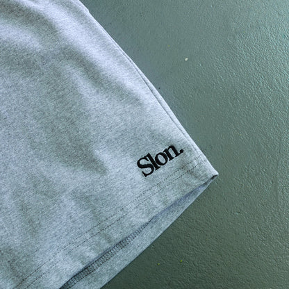 SLON Tech Logo 8.5oz Cotton Shorts “Heather Grey”