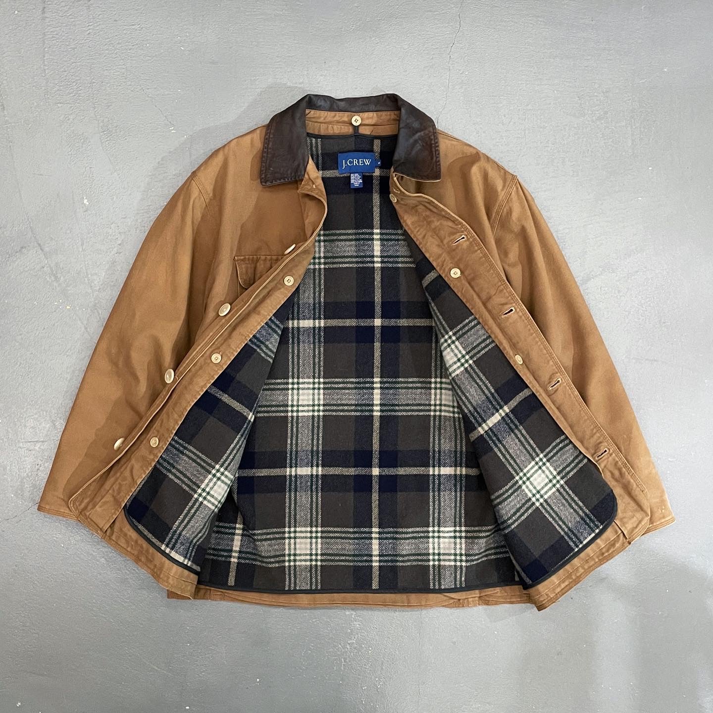 J.Crew Removable Flannel Lining Leather Collared Jacket