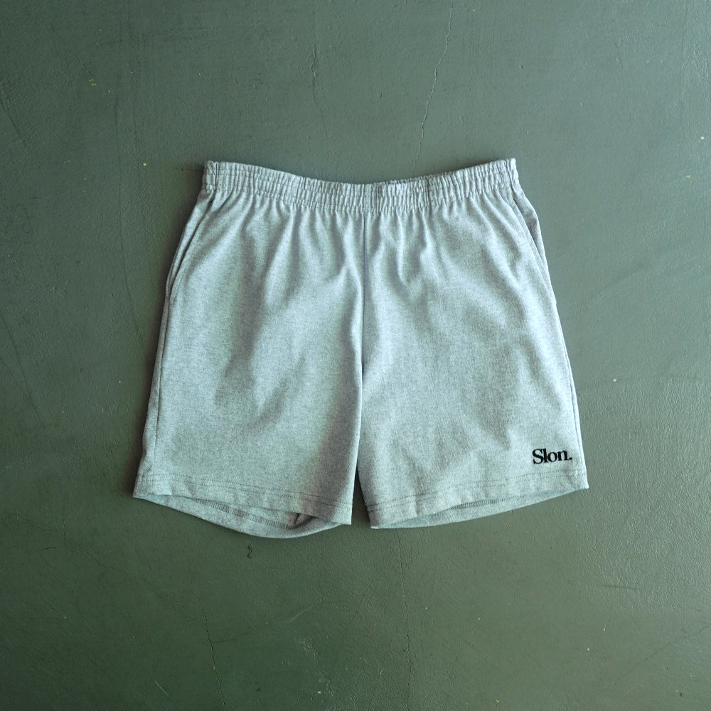 SLON Tech Logo 8.5oz Cotton Shorts “Heather Grey”