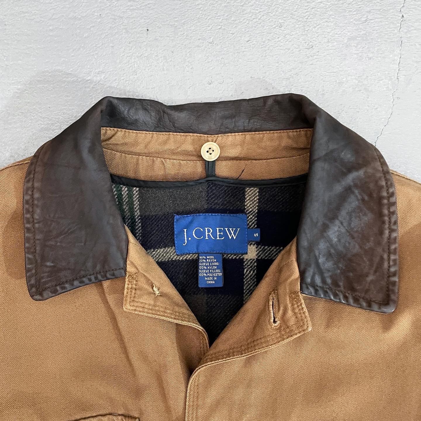 J.Crew Removable Flannel Lining Leather Collared Jacket