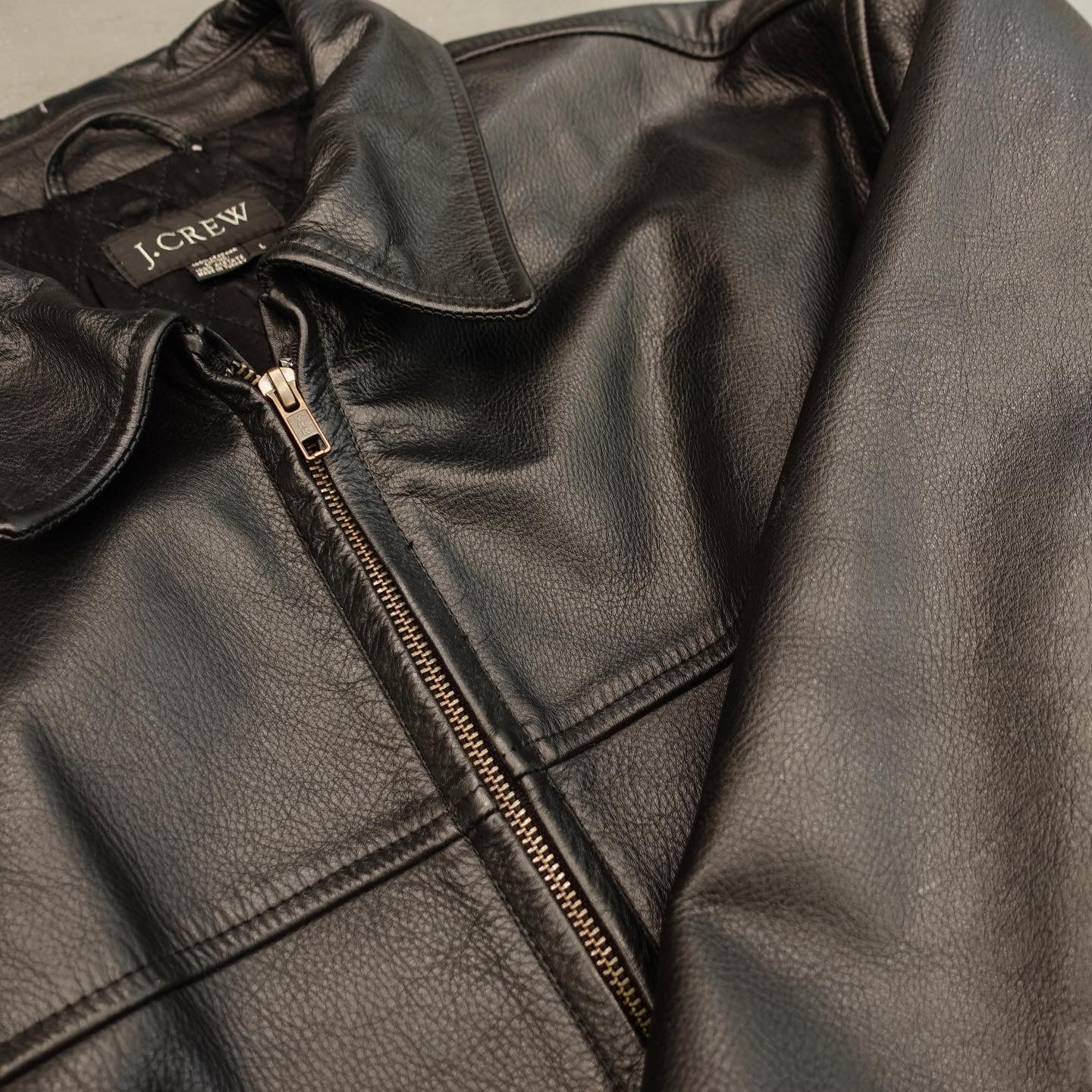 J.Crew Quilting Lined Leather Coat